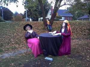 Scarecrows at table